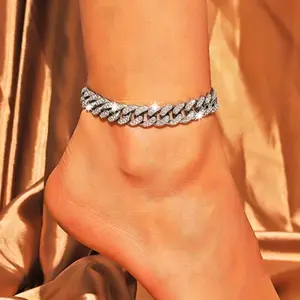 Fashionable Rhinestone Chain Anklet for Women – Summer Beach Vibes, Lightweight Punk Style Foot Jewelry for Everyday Wear