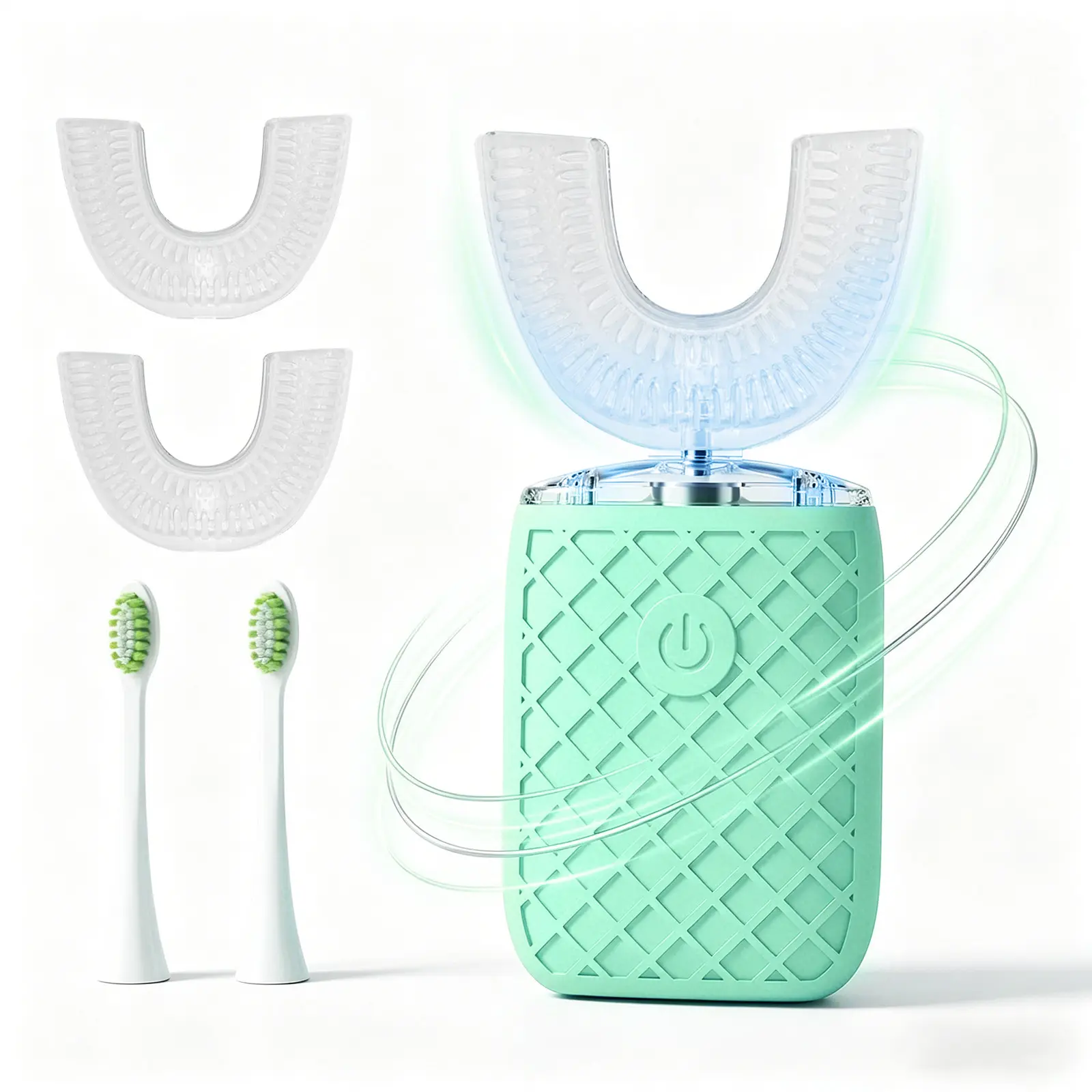 Adult Sonic Automatic Electric Toothbrush, 360° Oral Cleaning Stain Whitening, IPX7 Waterproof Rechargeable, u-Shape Brush Head*3+Straight Handle Brush Head*2, Suitable for Travel or Home Use summerwins
