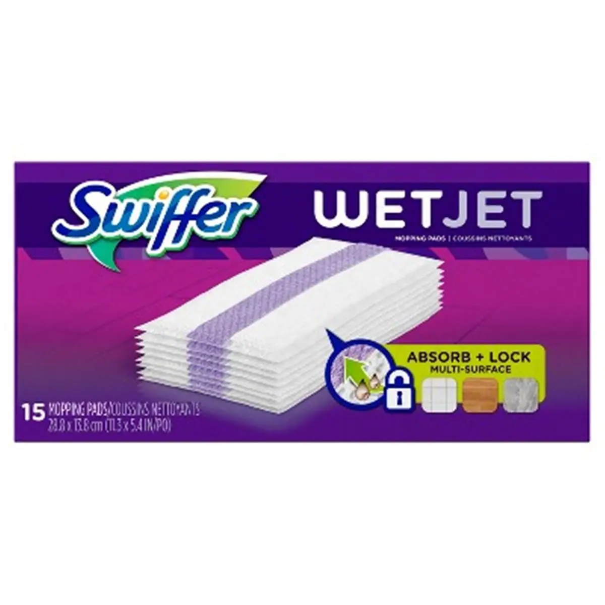 Procter & Gamble 3441903 Swiffer Wet Jet Refill Pad, 15-Count, Household Floor Cleaner Accessory