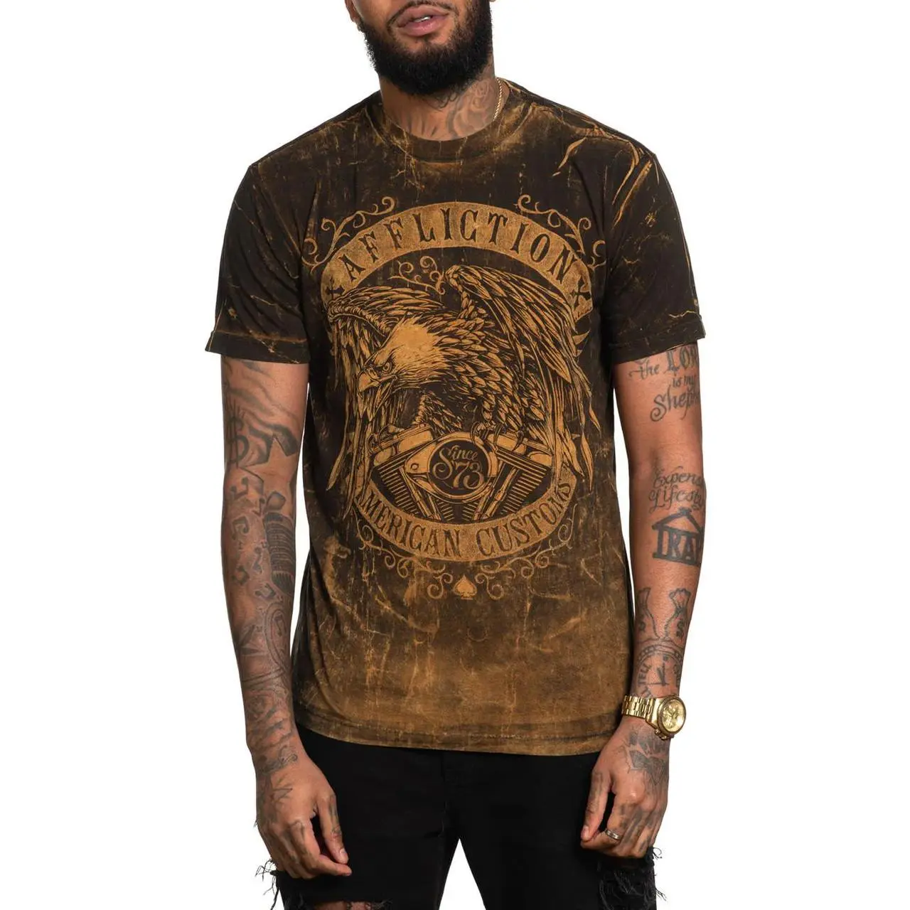 Affliction T Shirt Men's AC Since 73 Chipmunk Lava Wash Short Sleeve Tee - A26053