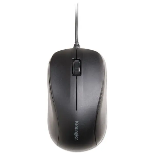 Kensington KMW72110 Wired Optical Mouse with USB 2.0 Cable Connector, Contoured Shape, Ambidextrous Design, Silent Clicks, USB Adapter Compatibility, Plug-and-Play Installation, Optical Sensor, Classic Mouse, Black for Daily Use