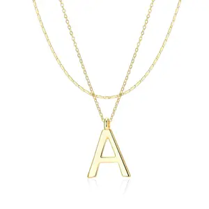 Aprilery Initial Necklace 2 Chains Set – Buy 1 Get 1 Chain Free, A-Z Letter Pendant, Adjustable Layering Jewelry for Women