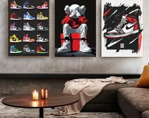 Set of 3 Digital Sneakerhead Posters, KAWS Figure and Sneaker Art Prints, Printable Hypebeast Wall Decor, Street Art