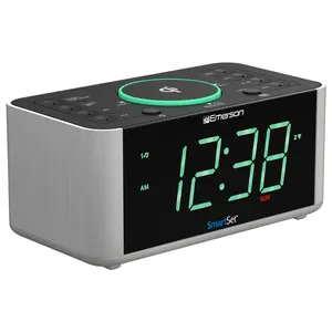 Emerson Alarm Clock Radio and Wireless Phone Ch arger