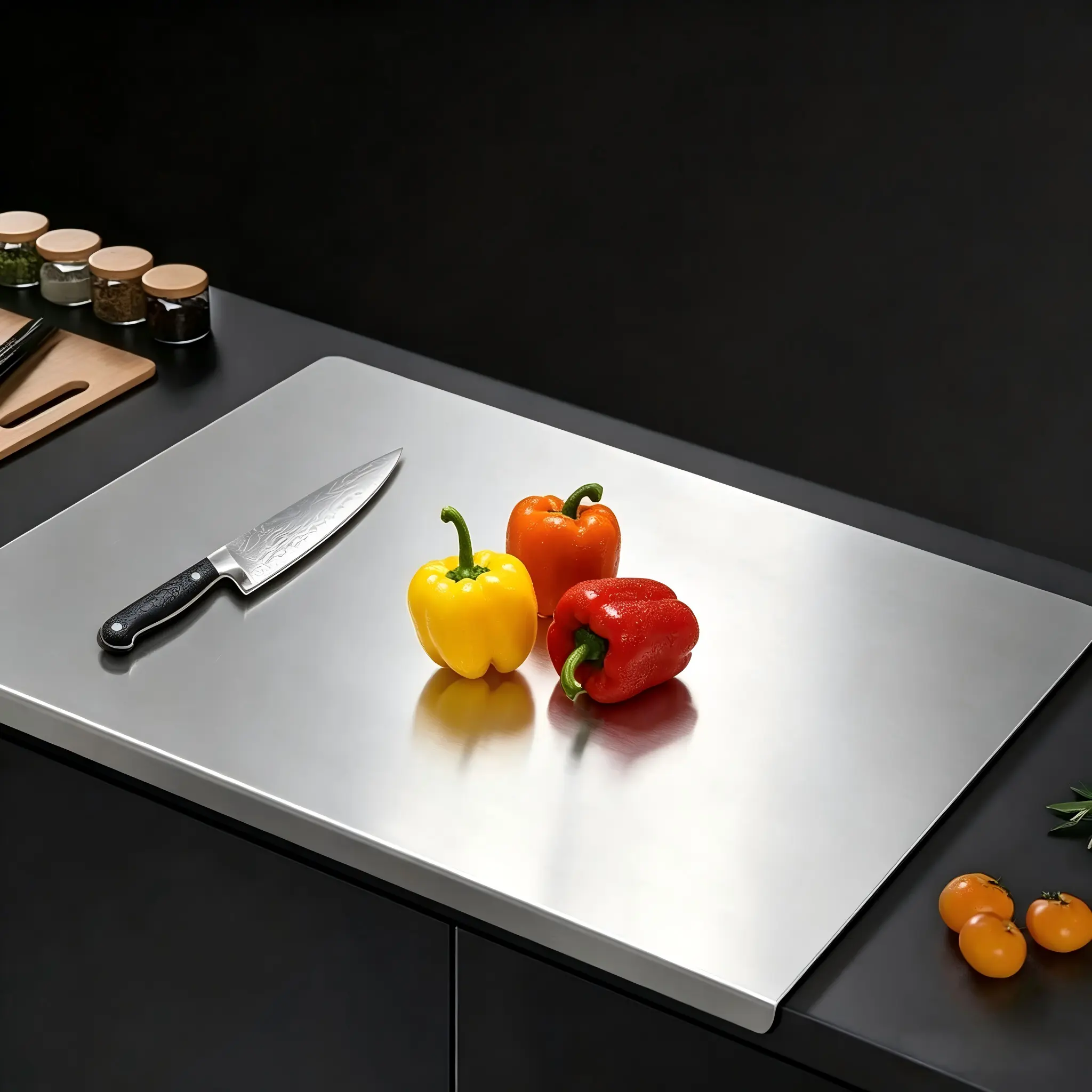 Stainless Steel Cutting Board, Mold-Free Anti-slip Household Chopping Block, All-in-One Multi-scene Kitchen Prep Board, Practical Gadget for Daily Cooking & Home Kitchen Use