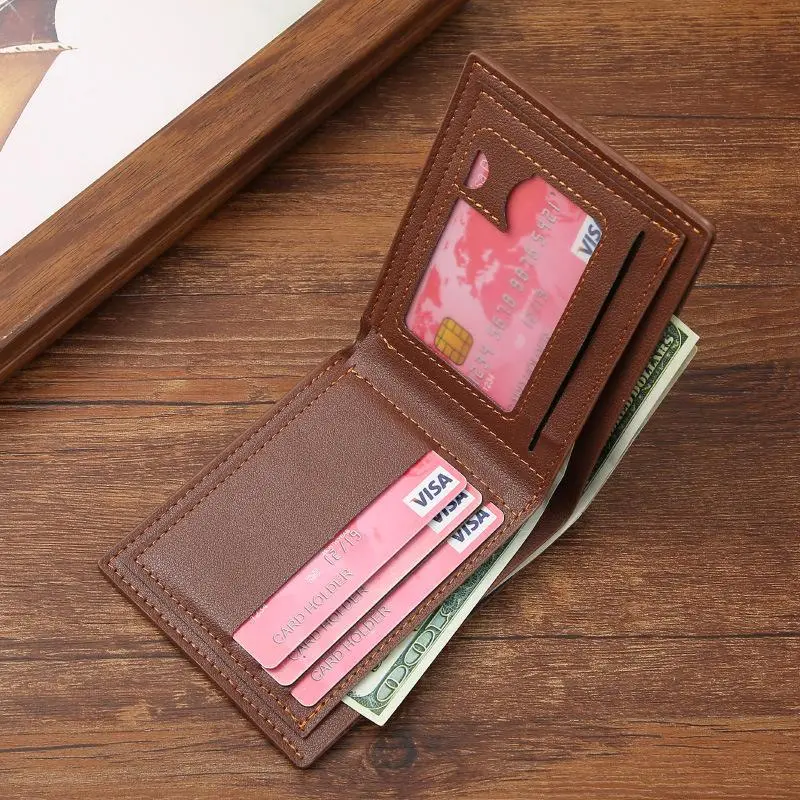 Men's Leather Bifold Cardholder - Slim Fit Mens Wallet with Multi-Slots, Money Clip, ID Holder for Casual, Wedding Use, Chic Male Fashion Business Accessory