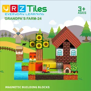 Magnetic Building Blocks-24PCS Montessori Educational Magnet Travel Construction Set with Iron Storage Box Children Sensory Toys 4-8 Years Boys Girls Christmas Birthday Gift