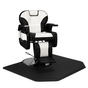 Hexagonal 4ft x 5ft x 1/2in PVC + NBR Foam Black Salon Mat for Professional Use in Salons Spas and Beauty Clinics