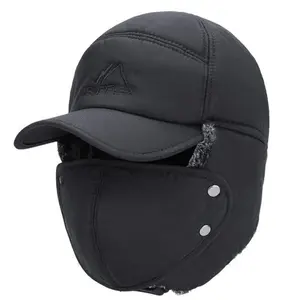 Winter Essentials Warm Hat Thicken Faux Fur Outdoor Sports Hat with Removable Face Mask for Skiing Skating Climbing Cycling Christmas Gift Windproof Thermal Adjustable Baseball Faux Fur