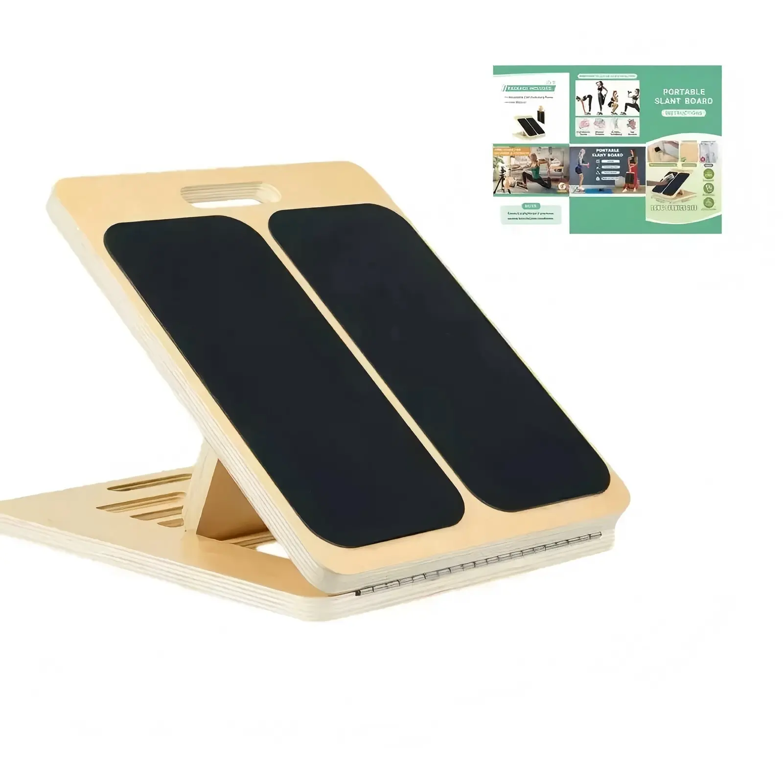 Portable Wooden Slant Board - Adjustable Incline Balance Training Equipment for Calf Stretching, Squats, Joint Support, Physical Therapy, Versatile, Enhance Workout, Portable Fits Small Spaces, Works at Home, Gym, or On-the-Go, Pilates, Slanted, Functiona