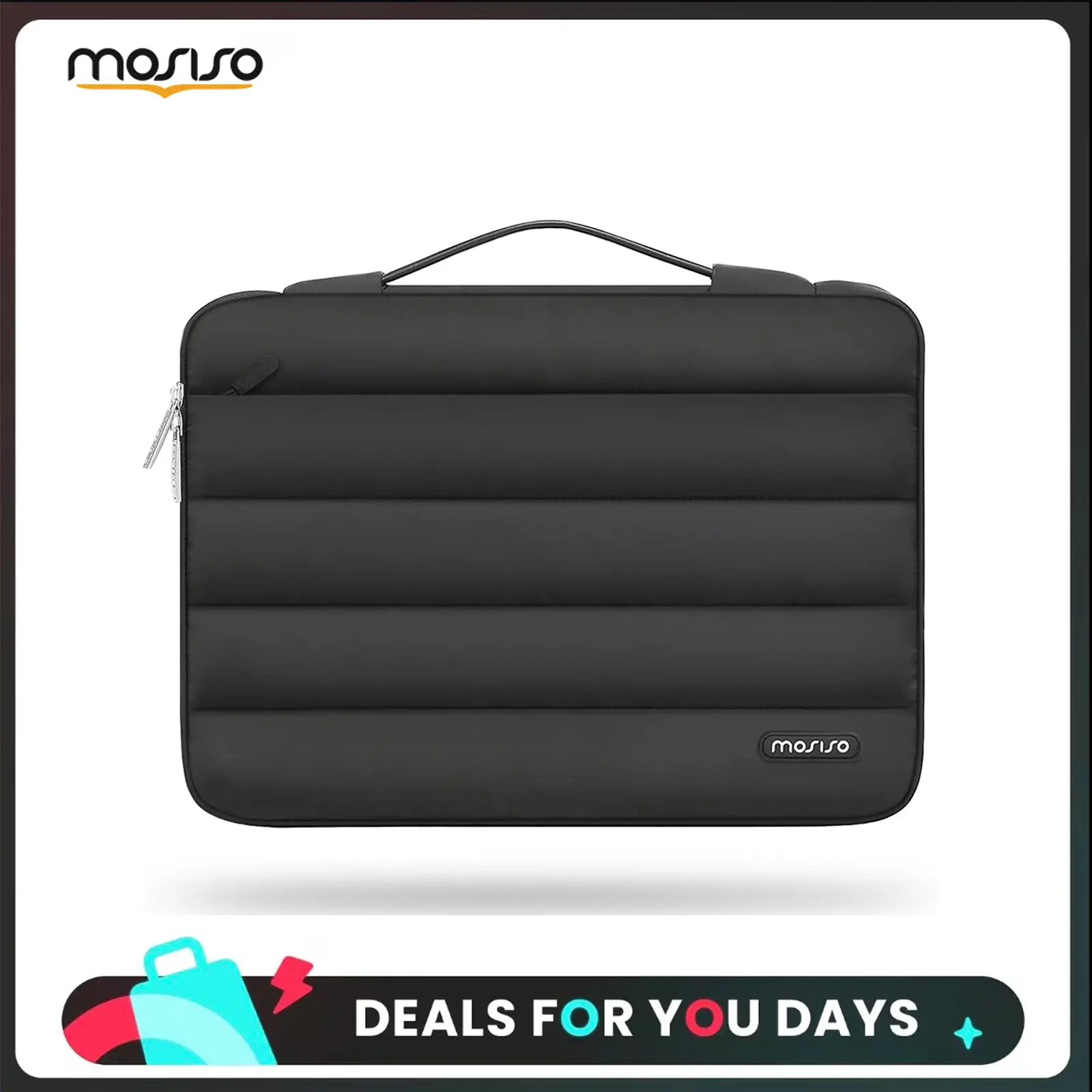 MOSISO Puffy Dual-Layer Tech Shockproof Small Laptop Sleeve Bag, 13-16 in Horizontal Side-Open Water-Resistant Briefcase with Handle for MacBook Pro/Air, HP, Dell, Lenovo (Lightweight for Commute, Travel), Dual-Layer Laptop Bags, Tech Laptop Bags