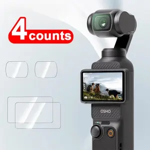 Tempered Glass Screen Protector & Lens Protector, 4 Counts Full Coverage Screen Protector & Lens Protector, Wearable Accessories for DJI Osmo Pocket 3, Handheld Photography Camera Accessories