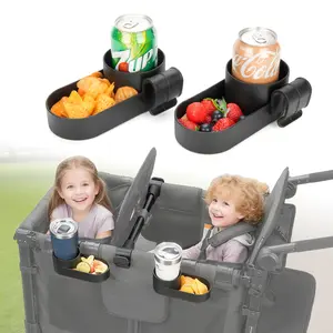 2-Pack Stroller Wagon Snack Tray with Spill-Proof Cup Holders - Compatible with WONDERFOLD W2 & 4 Elite (2 & 4 Seats) | Kid Snacks & Drinks Tray, Detachable, Easy Install, Dishwasher Safe.