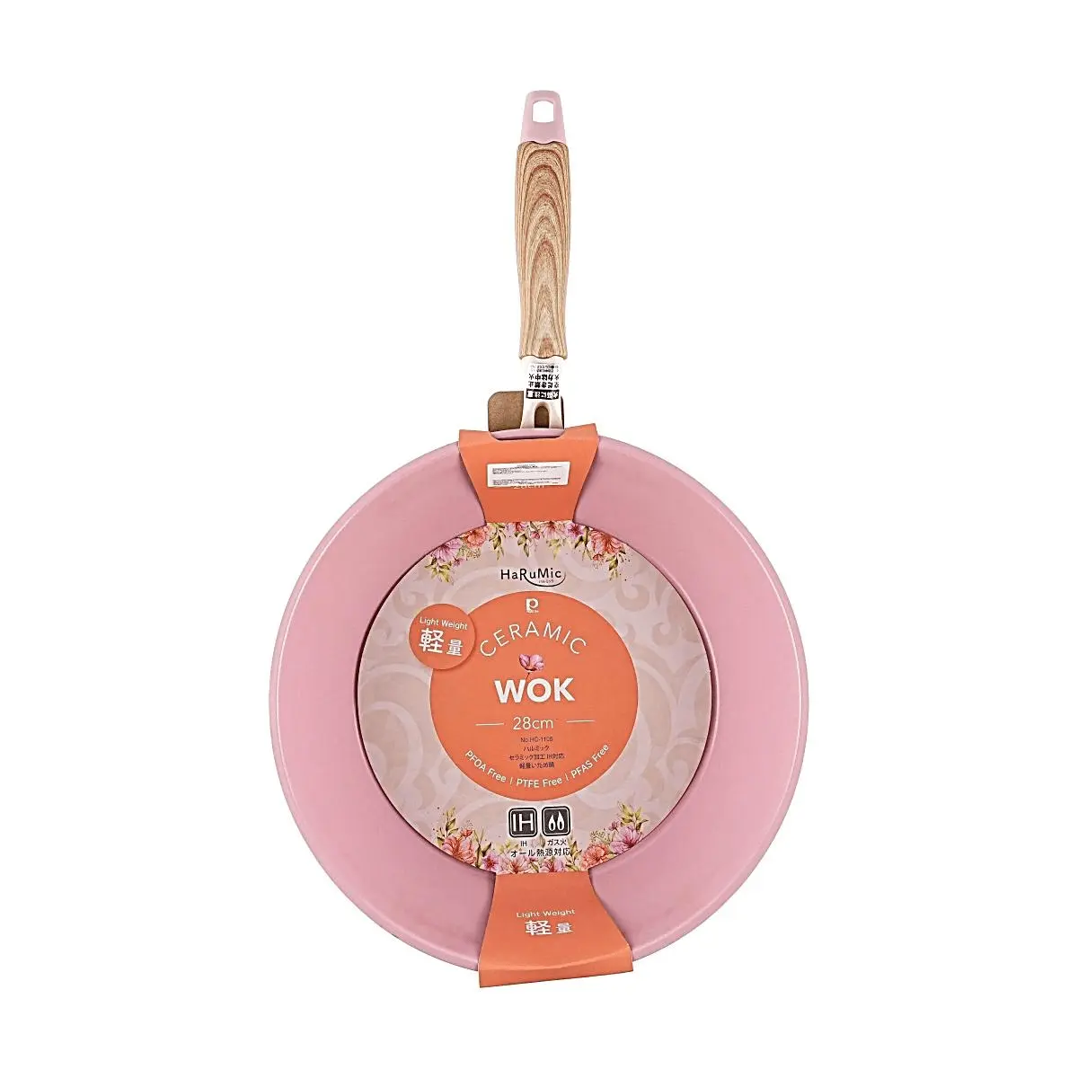 Pearl Life Japan Ceramic Non-Stick Frying Pan 28cm Pink - Lightweight IH Compatible HC-1105
