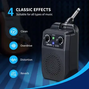 LEKATO Mini Guitar AMP JA-05G Electric Amplifier 5W, Portable Mini Guitar Audio Amplifier Bluetooth with Built-in 4 Effects, Clean Distortion Overdrive Reverb, Rechargeable Small Guitar Amp for Practice, A Must-Have for Professional Guitarists Gift