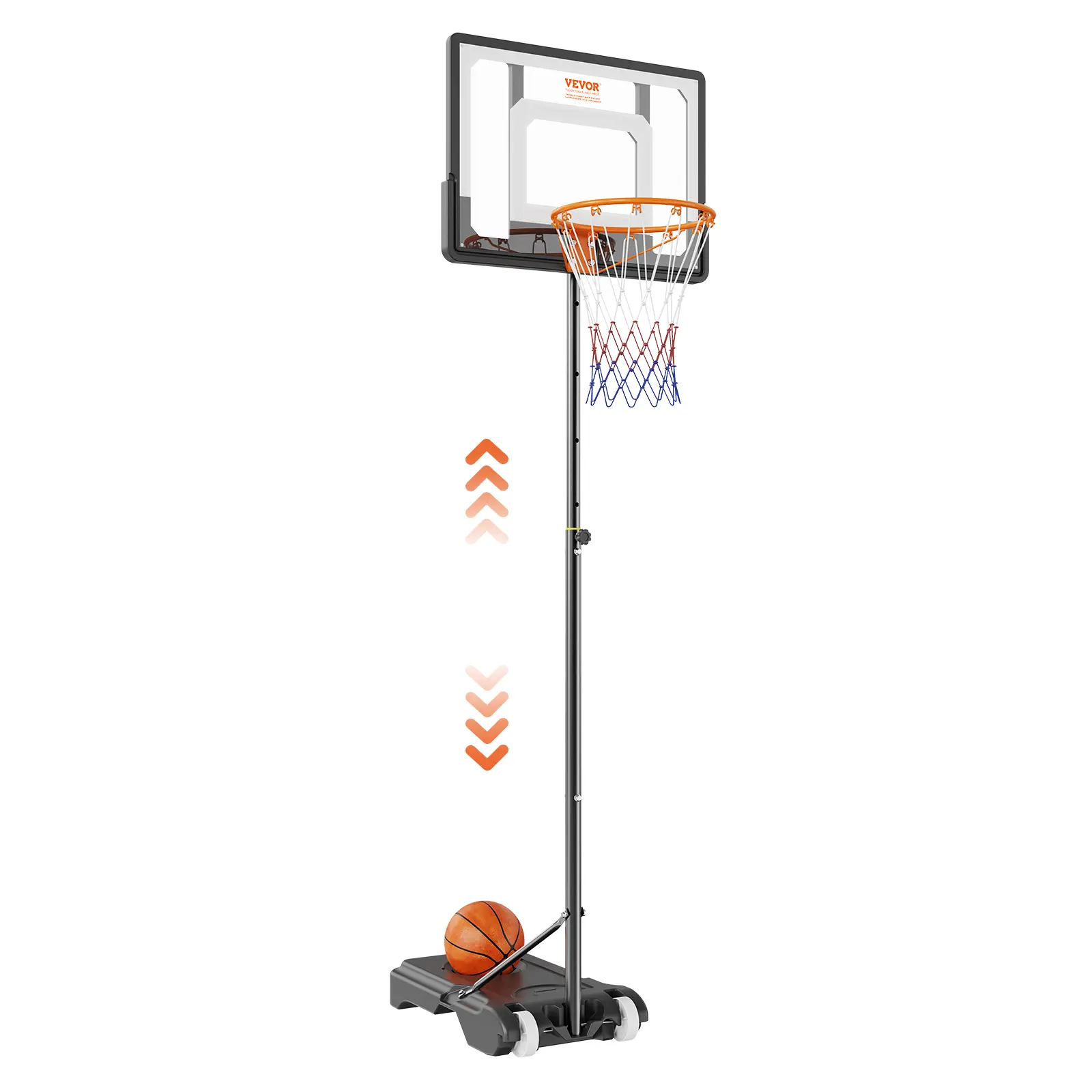 【summerfinds】VEVOR Basketball Hoop, 5-7 ft Adjustable Height Portable Backboard System, 32 inch Basketball Hoop & Goal, Kids & Adults Basketball Set with Wheels, Stand, and Fillable Base, for Outdoor/Indoor