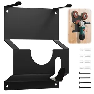 Wall Mounted Angle Grinder Storage Rack with Wire Holder, Stand Tool for 5 Inch Grinder, Electric Tool Organizer, Power Tool Organizer, Construction Tool Organizer, Tool Rack & Bar, Garage Tool Storage