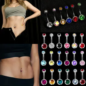 32 PCS Assorted Colors Belly Button Ring Surgical Steel Hypoallergenic Lead and Nickel Free,14 Gauge Navel Piercing Body Jewelry