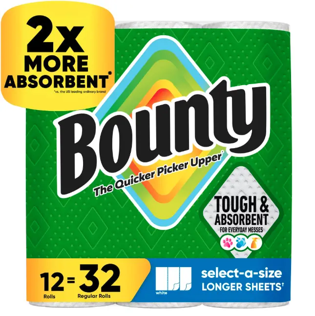 Bounty Select-A-Size 2-Ply Paper Towels, 12 Rolls, 110 sheets/roll