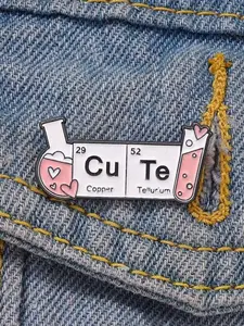 Chemical Theme Enamel Pin, Cute Element Lab Flask Heart Shape, Cute Science Style Lapel Pin, Suitable for Science Lovers, Fashion Accessory