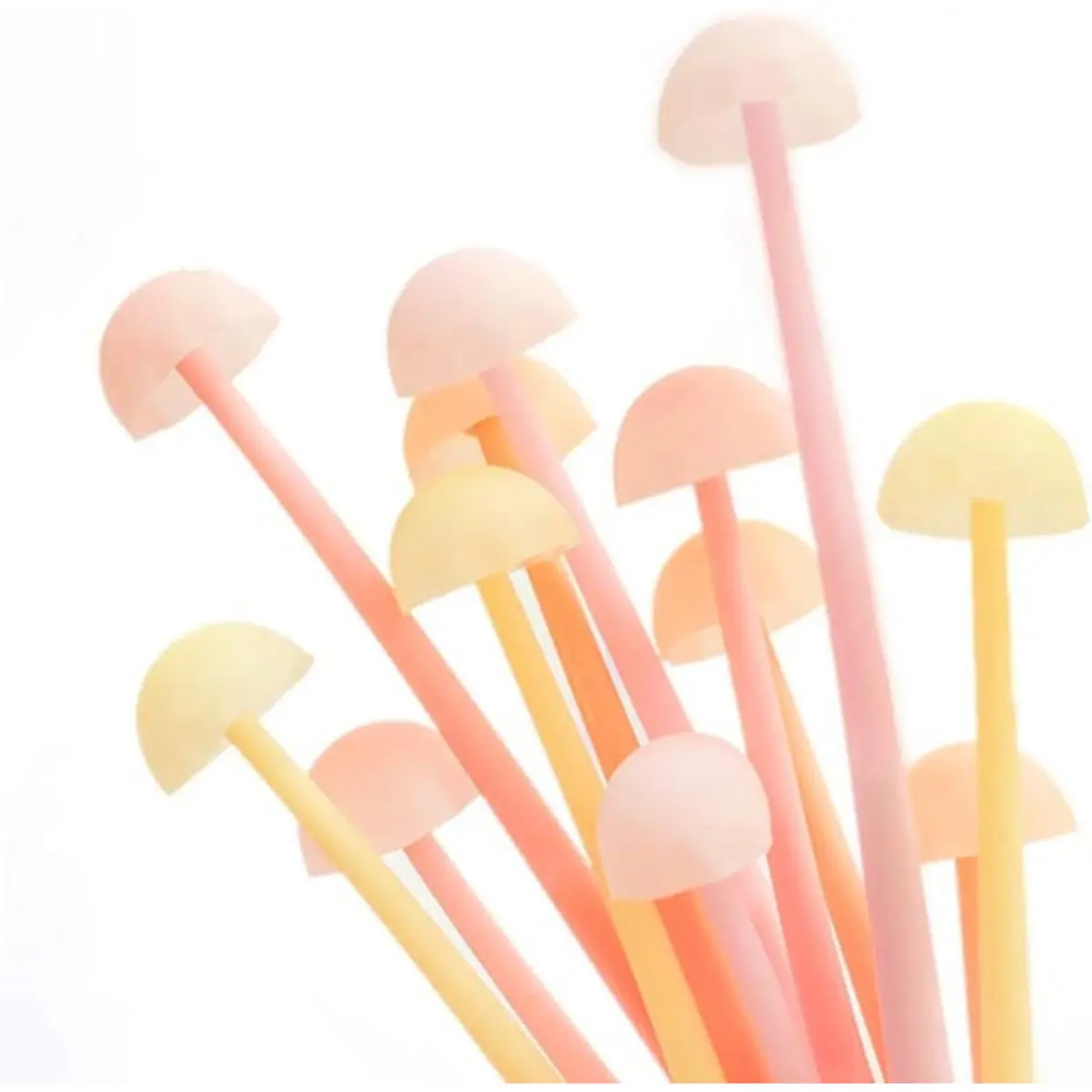 Funny Mushroom 6 Pcs/Set Bendable Luminous Gel Rollerball Pens, Creative Silicone Gel Pen Free to Bend, Soft Leaves Touch Comfortably, 0.5mm Black Ink, Office Home Bedroom Decoration
