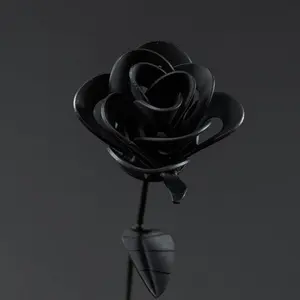 Matte Black Immortal Rose, Recycled Metal Rose, Steel Rose Sculpture, Welded Rose Art, Steampunk Rose, Unique Gift for Valentine's Day.