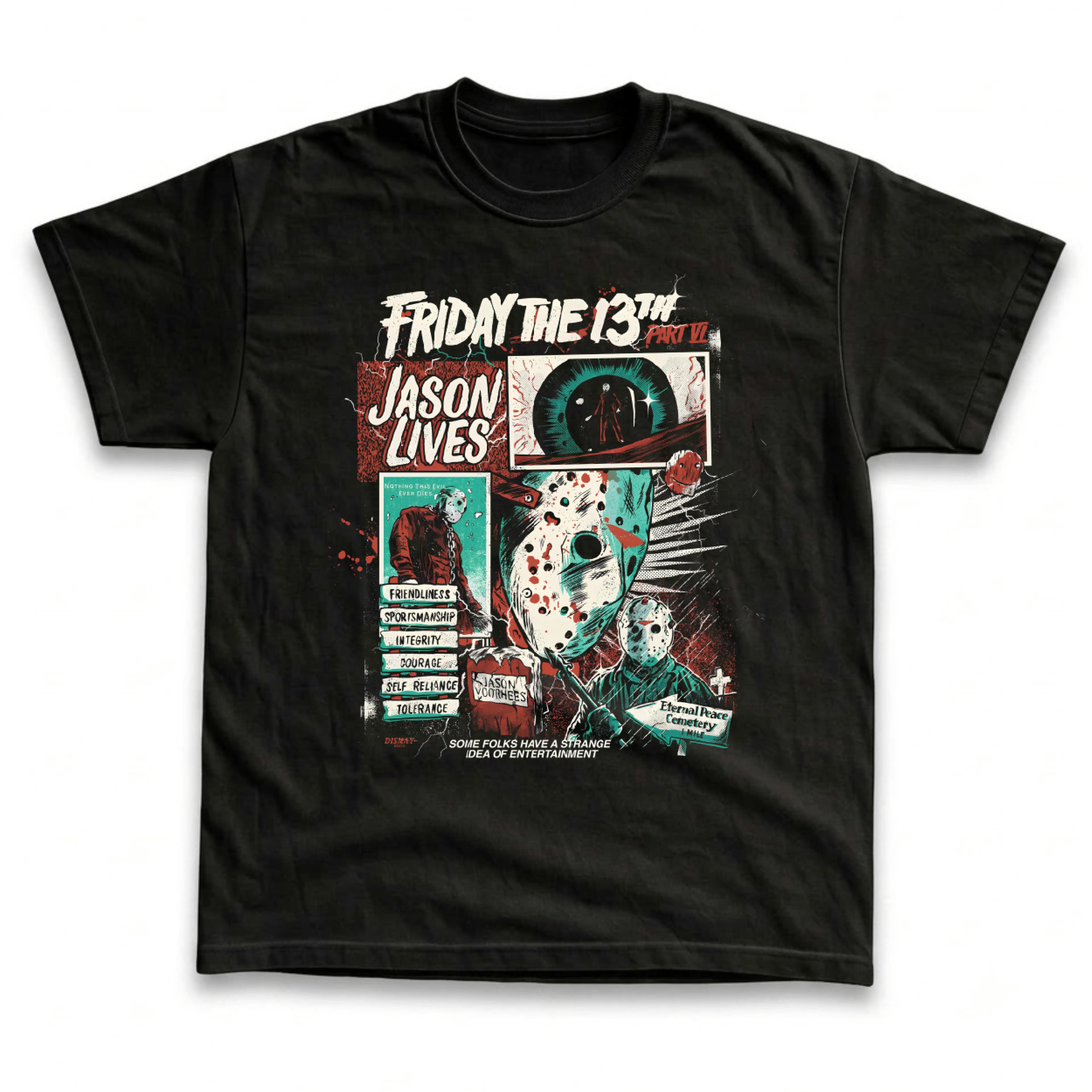 Gildan Men's and Women's T-Shirt, Vintage Friday the 13th Graphic Tee, Part VI Jason Lives Voorhees Hockey Mask Horror Movie Shirt, 80s Slasher Film Fan Gift, Gothic Aesthetic Retro Grunge Streetwear, Spooky Halloween Outfit