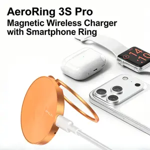 SPELEC AeroRing 3S Pro Magnetic Wireless Charger | 2-in-1 Phone Ring Holder & Charger for iPhone/Android/AirPods/Watch | Travel Friendly
