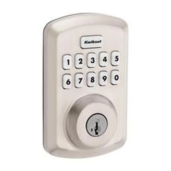 Kwikset 5043686 Smart Code Zinc Body Electronic Deadbolt - Residential Home Door Hardware, Satin Nickel, 1 in. Curved Projection, Batteries Required, Compatible with Keys + Fobs, Door Locks