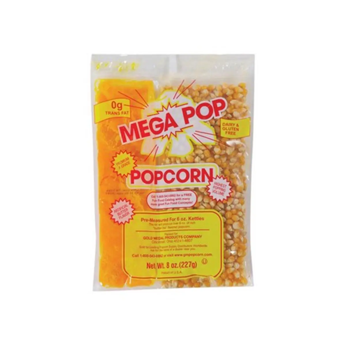 212 MAIN Gold Medal 2836 Flavored Popcorn Kit - 8oz Corn-Based Corn-Salt-Oil Snack Kit, Pack of 36