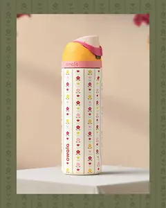 Owala Freesip Flower Crown 32 oz Insulated Stainless Steel Water Bottle with Leak-Proof Lid Includes Portable Coffee Mug for Hot Cold Drinks Beach Camping Essential Flasks Drinkware - Romantic, Preservation