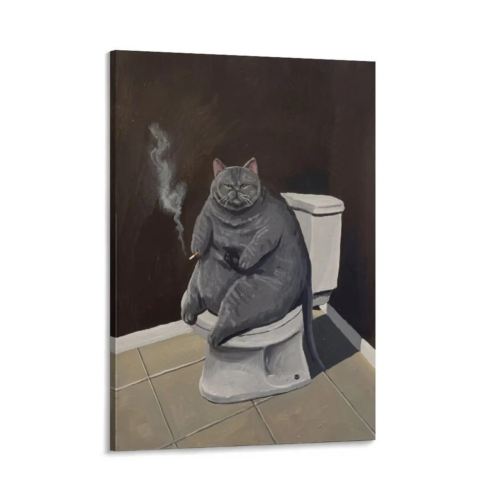 Funny Smoking  Canvas  Art Poster | Depressed Fat  Bathroom Meme Decor for Dorm, Apartment, Gaming Room, Dark Humor  Art, Burnt Out Adult Aesthetic, Chaotic Funny  Artwork Wall