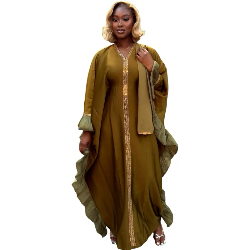 Amira Organza Abaya - Abaya with Matching Scarf and a hidden belt