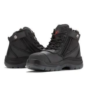Zip sided Steel Toe Shoes Work Boots for MenFootwear Comfort Construction botas   Slip-resistant Boy Walking Shoes Worker Closed