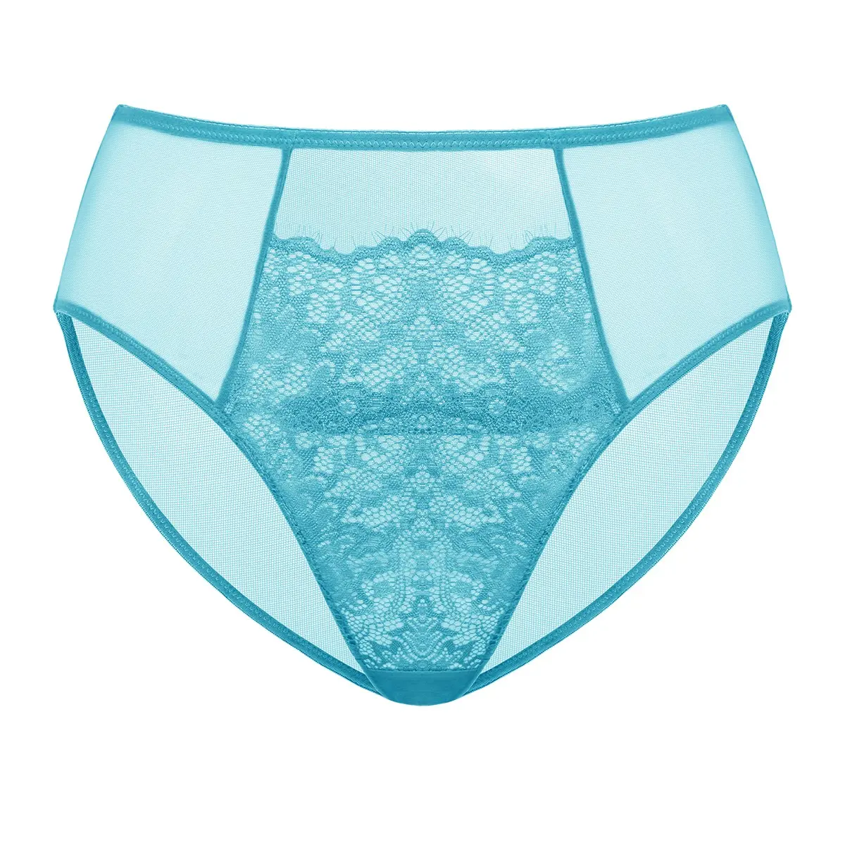 Live Exclusive HSIA Sunflower Floral Lace Sheer Mesh Back Bikini Underwear High-Rise Brief Matching Panty