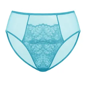 Live Exclusive HSIA Sunflower Floral Lace Sheer Mesh Back Bikini Underwear High-Rise Brief Matching Panty