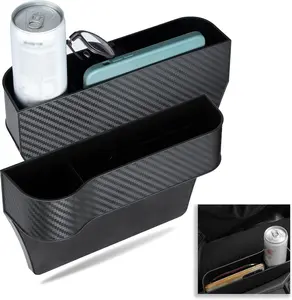 Car Seat Gap Filler, 2 Pack Car Seat Gap Filler Organizer with Cup Holders & 2 Seat Hooks, Car Console Storage Organizer, Car Organizer Front Seat for Storing Phones, Keys, Drinks, Sunglasses Summervibes