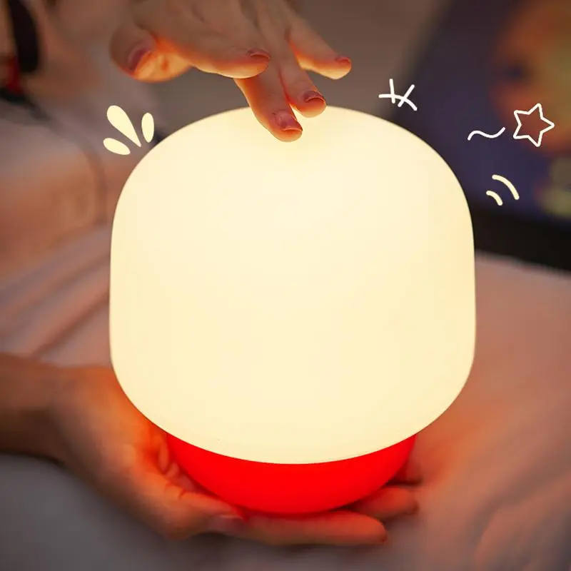 Silicone Cute Design Night Light, Rechargeable Bedside Touch Lamp with 13 Interactive Sound Effects, Decorative Light for Home Bedroom