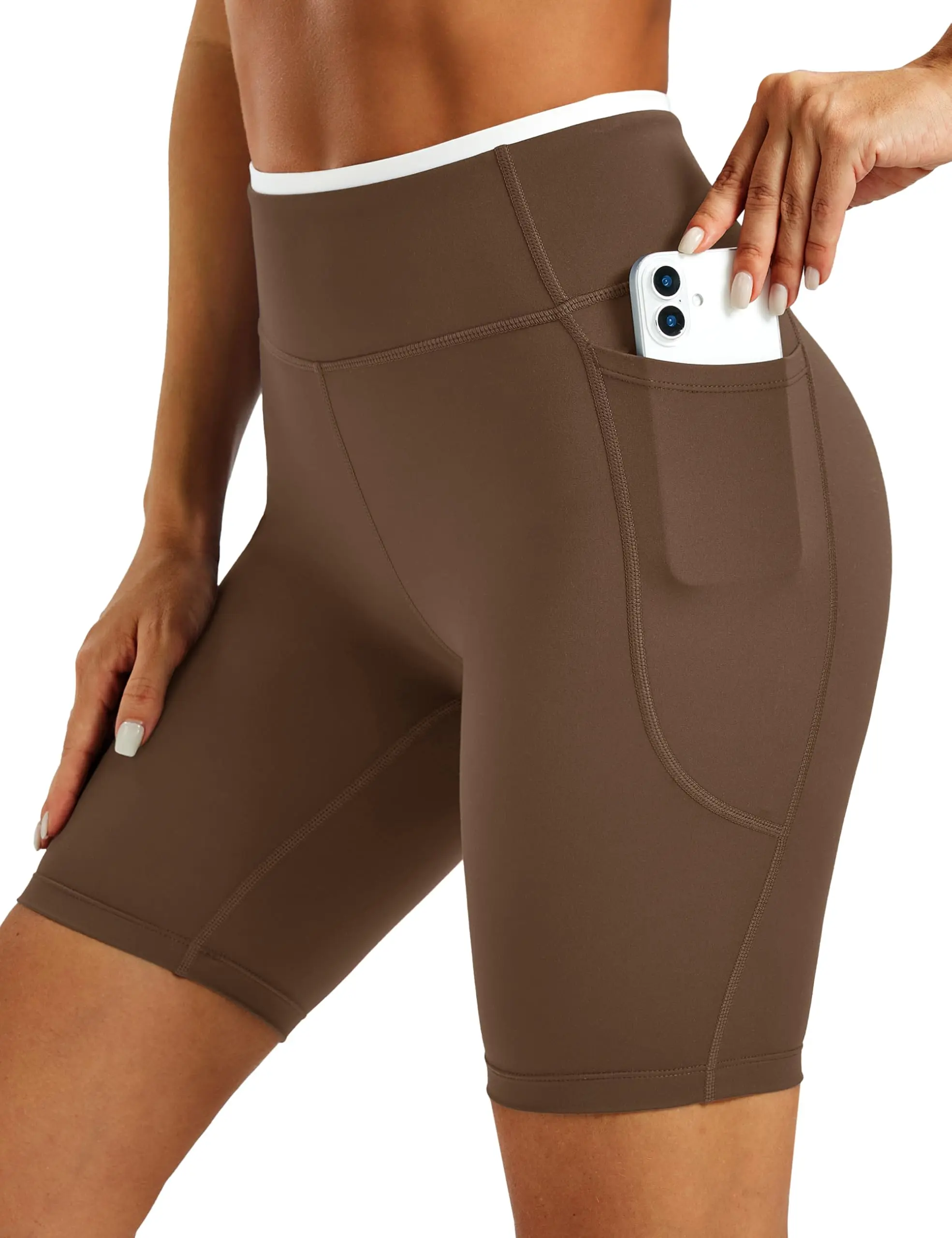 Cotrasen Women's 8" Biker Shorts High Waisted Tummy Control Yoga Workout Shorts with Pockets Running Gym Spandex