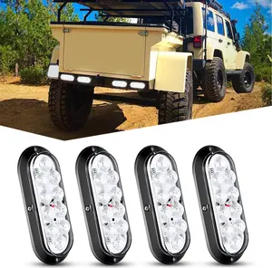 Nilight 6-Inch Oval White LED Trailer Tail Light Kit, 4PCS 10-LED Waterproof Surface-Mount Lights for Truck, RV, Trailer Light Kit