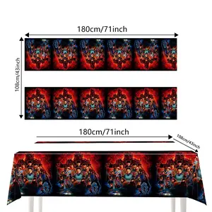 Stranger Things Party Tablecloth, Party Decorations, Oil-Proof Waterproof Plastic Material, Iconic Characters & Upside Down Pattern, Perfect for Birthdays Christmas Halloween