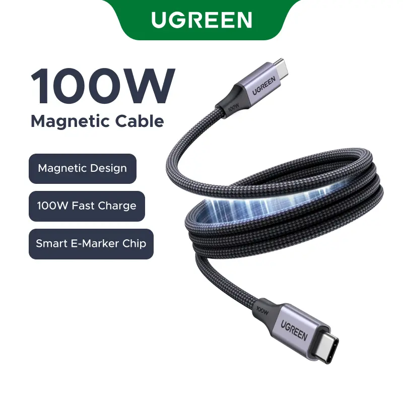 UGREEN USB C to USB C Cable, Magnetic Type C Charger Fast Charging Cord, On The Go Magnetic Charging Cable for Car, Compatible with iPhone, iPad & Android, 100W 3.3FT summerwins Smartphone Electronic