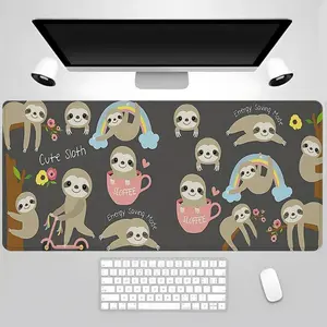 Cute Cartoon Sloth Pattern Mouse Pad, Rectangle Gaming Mouse Pad, Non-Slip Mousepad, Office Desk Keyboard Mouse Mat for Home Office Game Room Desk