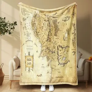 Ultra-Soft Middle-Earth Map Blanket, Lightweight Bed Throw, Durable Home Decor, Comfortable Accessory, Perfect for Cozy Nights