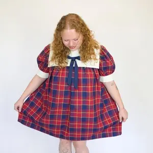 The Mickey babydoll mini dress in plaid