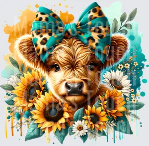 Highland Cow Coquette Floral