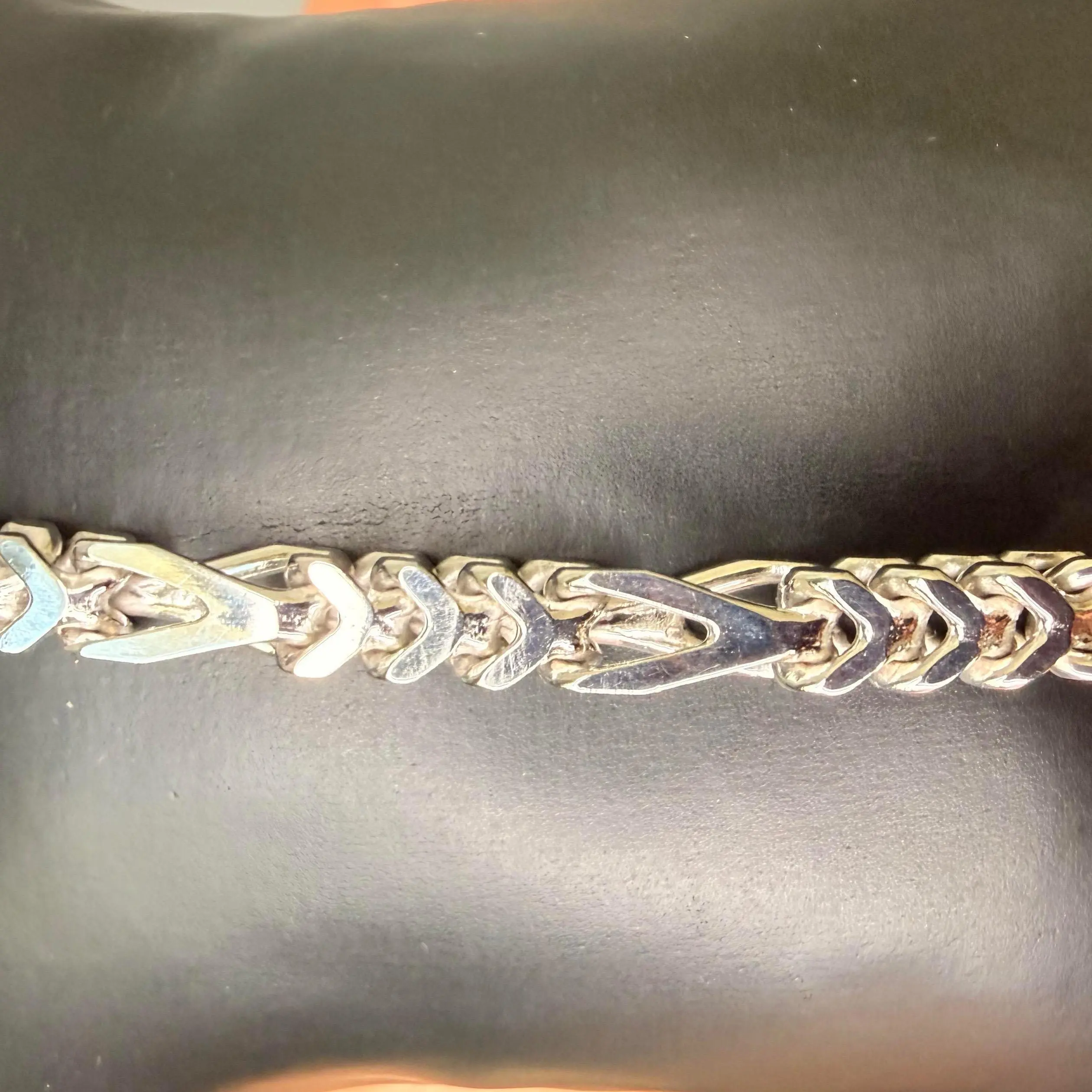 Men's 925 Sterling Silver Chain Link Bracelet, Modern V-Style Chevron Design, 9 in 3mm, Lobster Clasp, Daily Wear Statement Accessory, Male