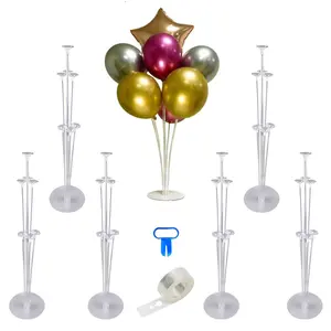 Sanlowlee 6 Sets Balloon Stand Kit, Table Balloon Stand Holder, Reusable Centerpiece with Base for Birthday Decorations, Party Birthday Colorful