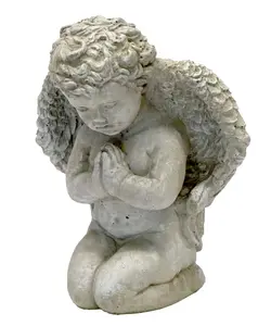 Solid Rock Stoneworks Medium Praying Angel Concrete Garden Statue- 13in Tall