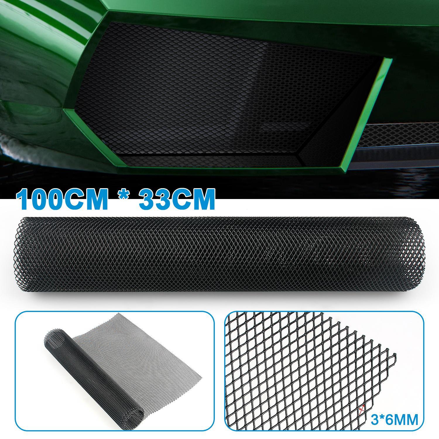Black Aluminum Universal Car Grille Mesh 100x33cm – Cuttable Front Bumper Grill Guard, Debris & Stone Shield for Radiator, Fits SUV Truck,Car Stuff